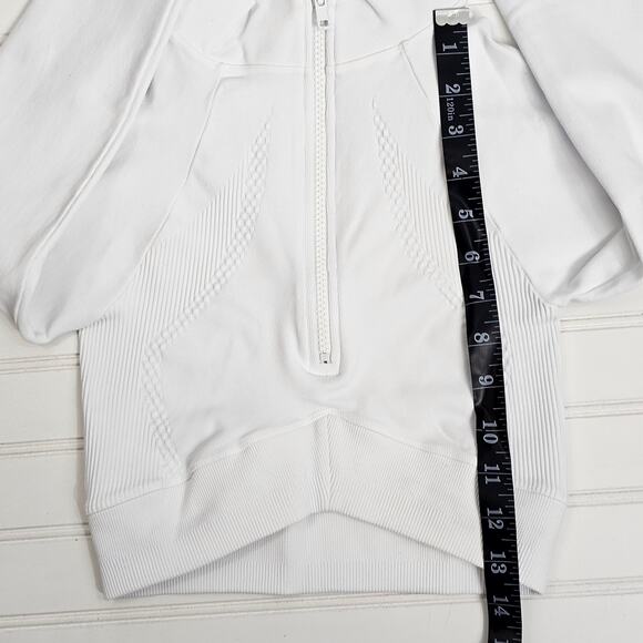 Joja Exhale White Cropped 1/2 Zip Textured Long Sleeve Pullover Size S NWOT - Picture 12 of 13